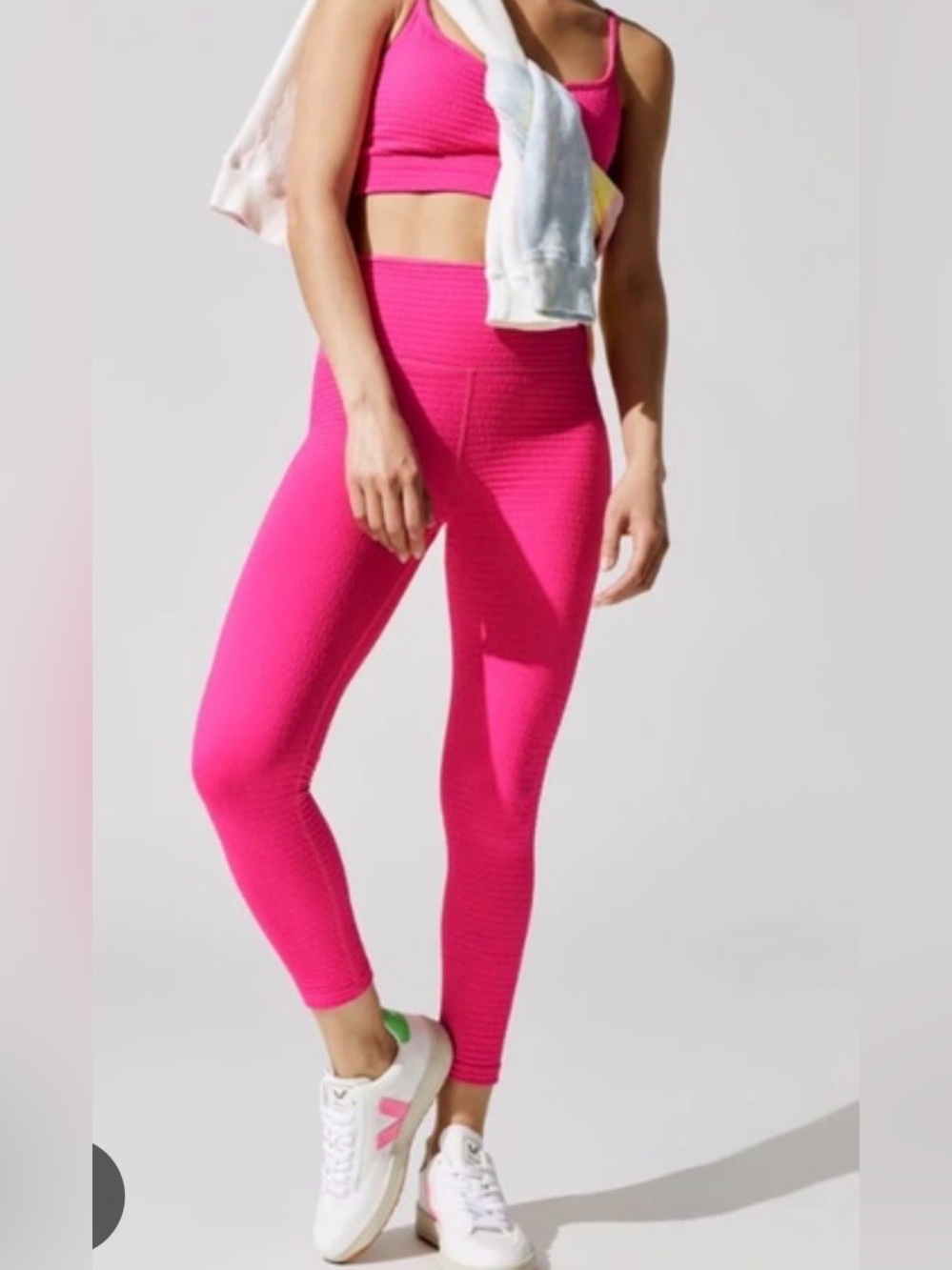Carbon38 High Rise Full-Length Legging in Houndstooth Takara Shine Pink  Small